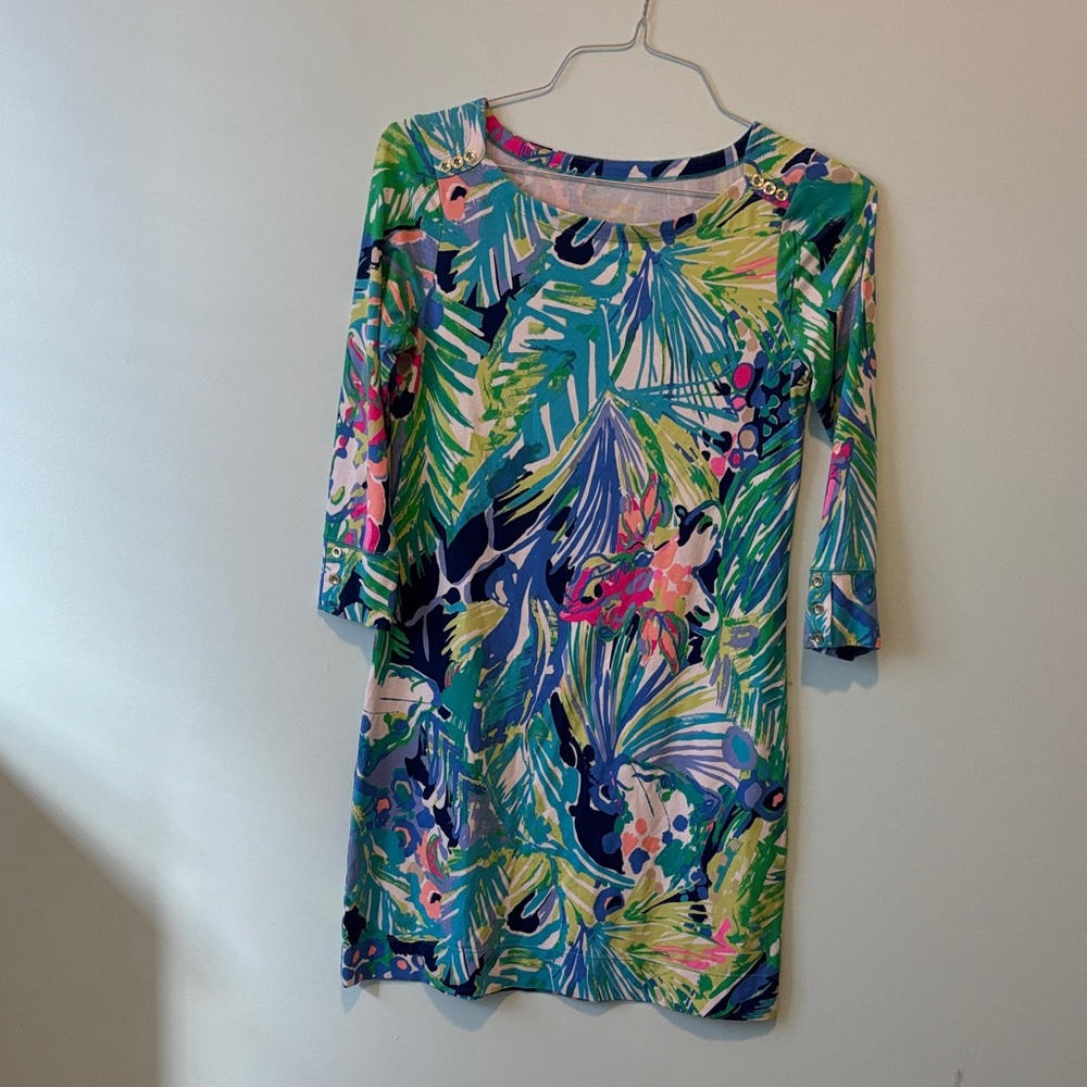Lilly Pulitzer Tropical Print Long Sleeve Dress